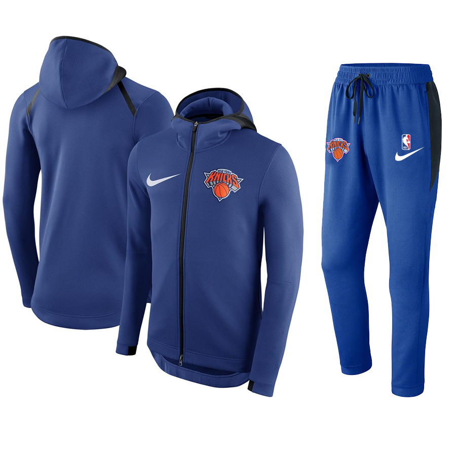 Men's New York Knicks Blue Warmup Hoodiesuit Men's New York Knicks Blue Warmup Hoodiesuit